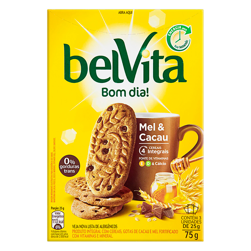  BISCOITO BELVITA MEL E CACAU 25g